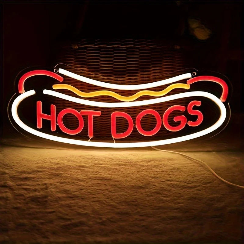 Hot Dog Neon Glow Sign – Party & Restaurant Decor