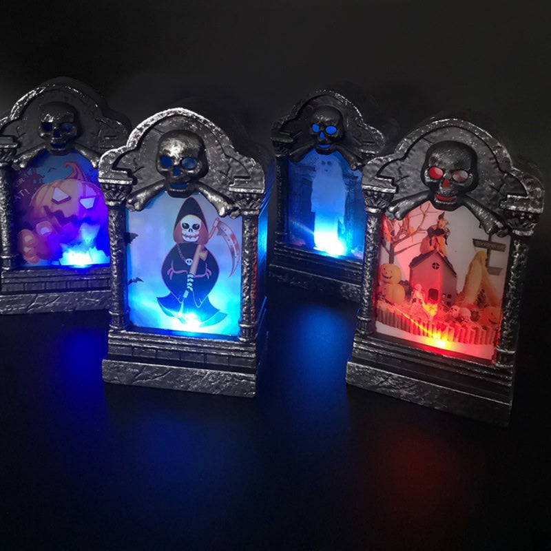SpookyGlow LED Headstone Light – Halloween Yard Decor
