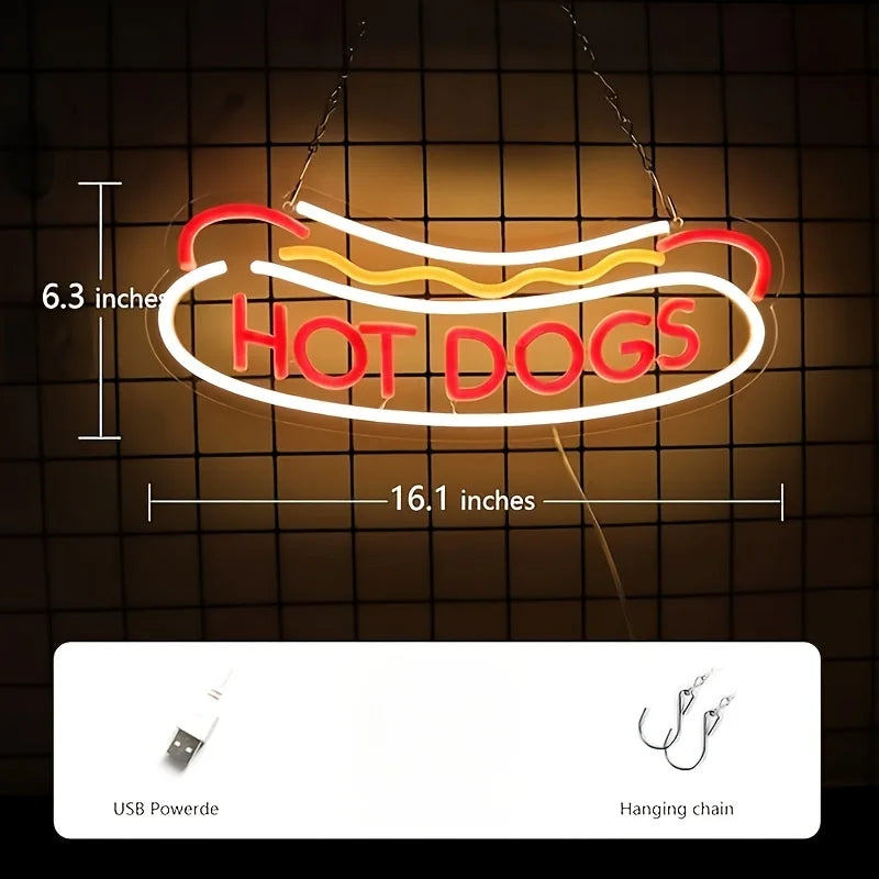 Hot Dog Neon Glow Sign – Party & Restaurant Decor