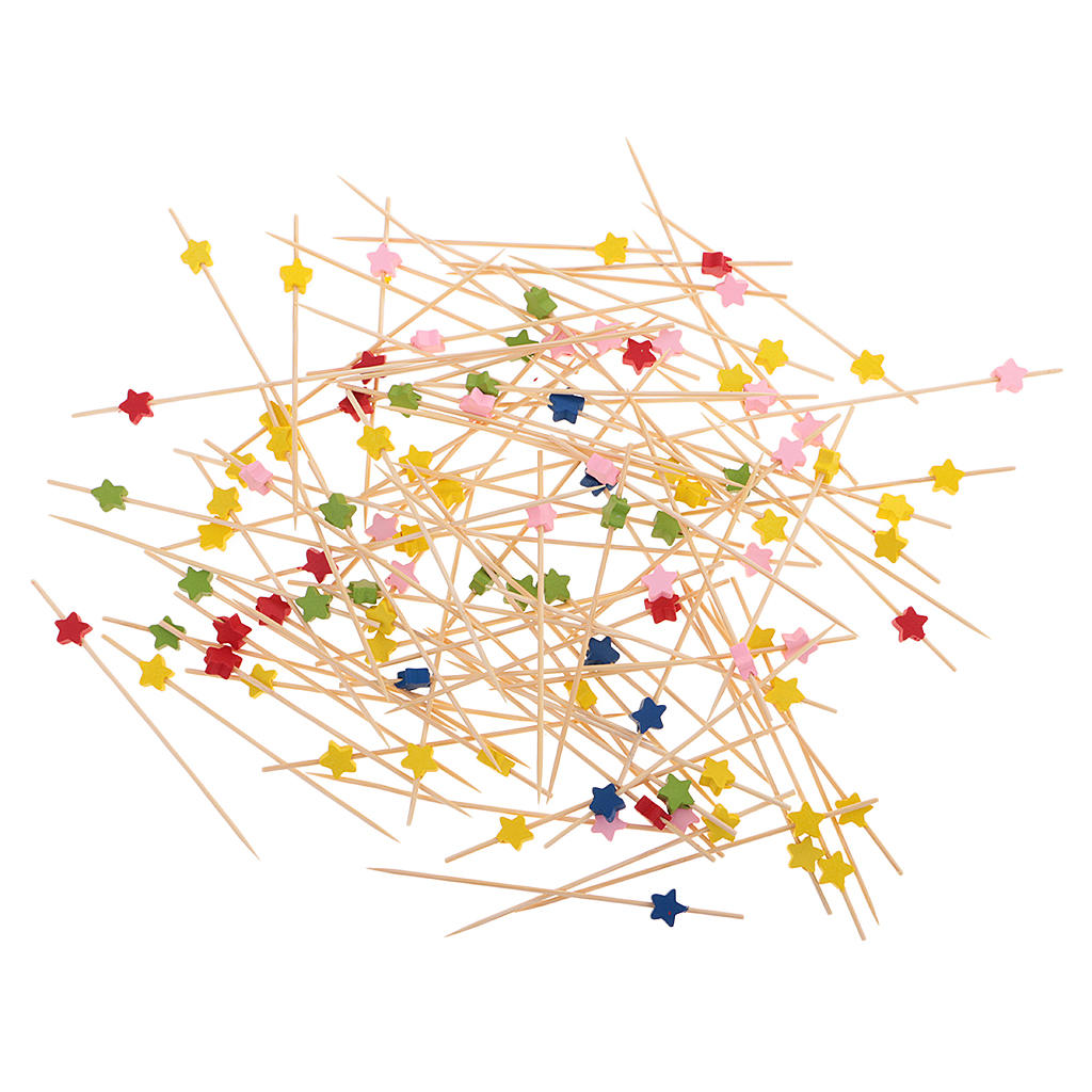 100 Pieces Star Cocktail Picks Drink Stirrer Fruit Cake Fruit Picks Food Sticks Wedding Birthday Halloween Xmas Decoration