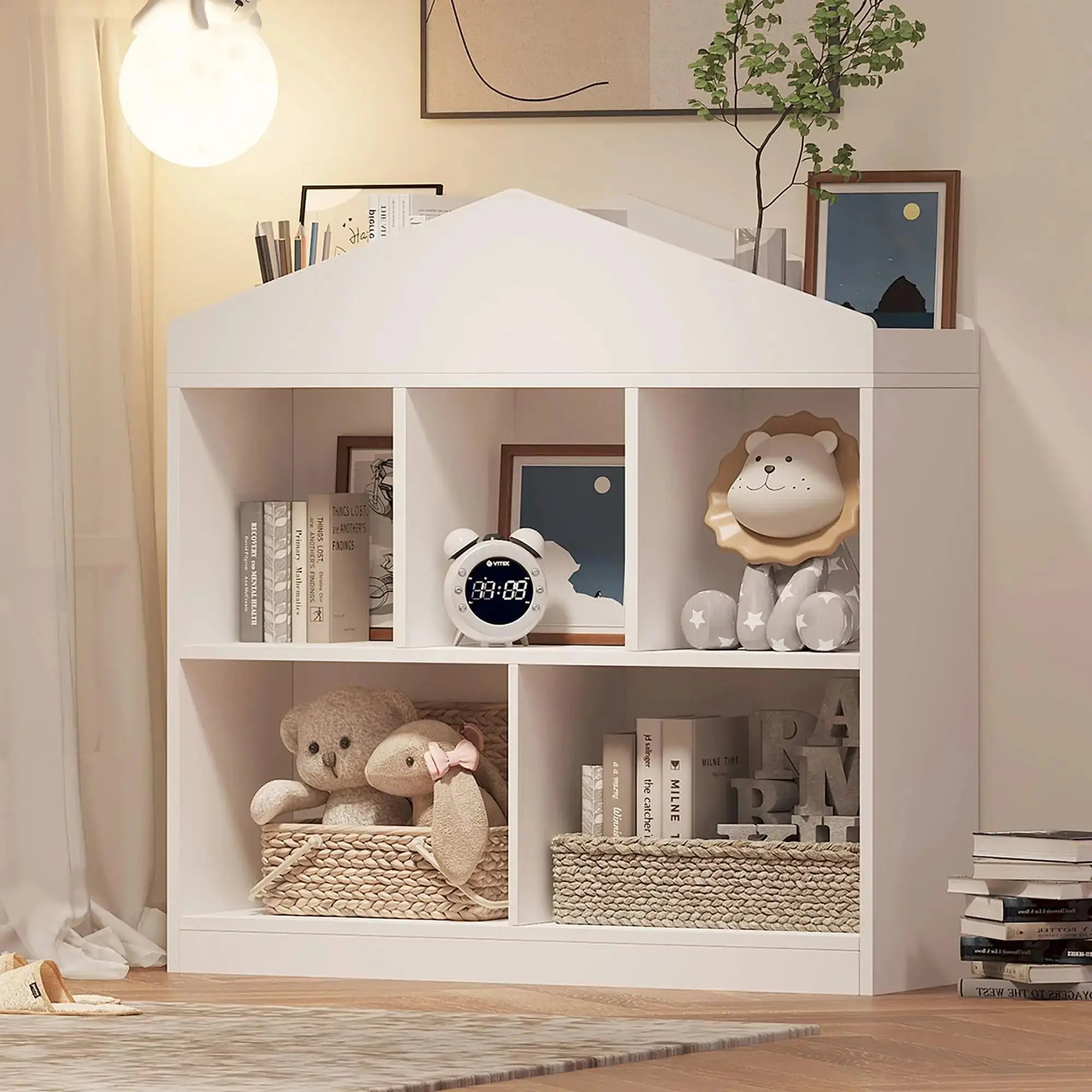 CubbyKids 5-Cubby White Book & Toy Storage Organizer