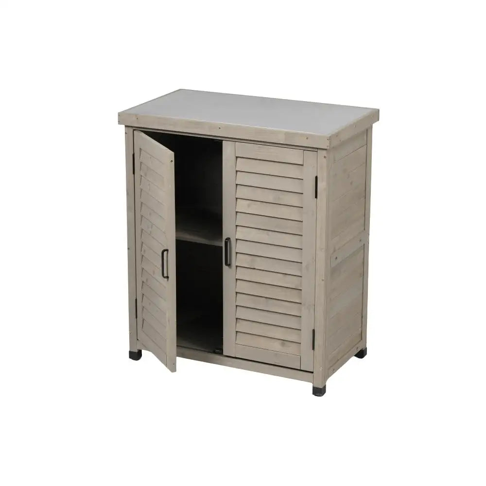 GardenCraft Grey: Outdoor Potting Bench & Storage