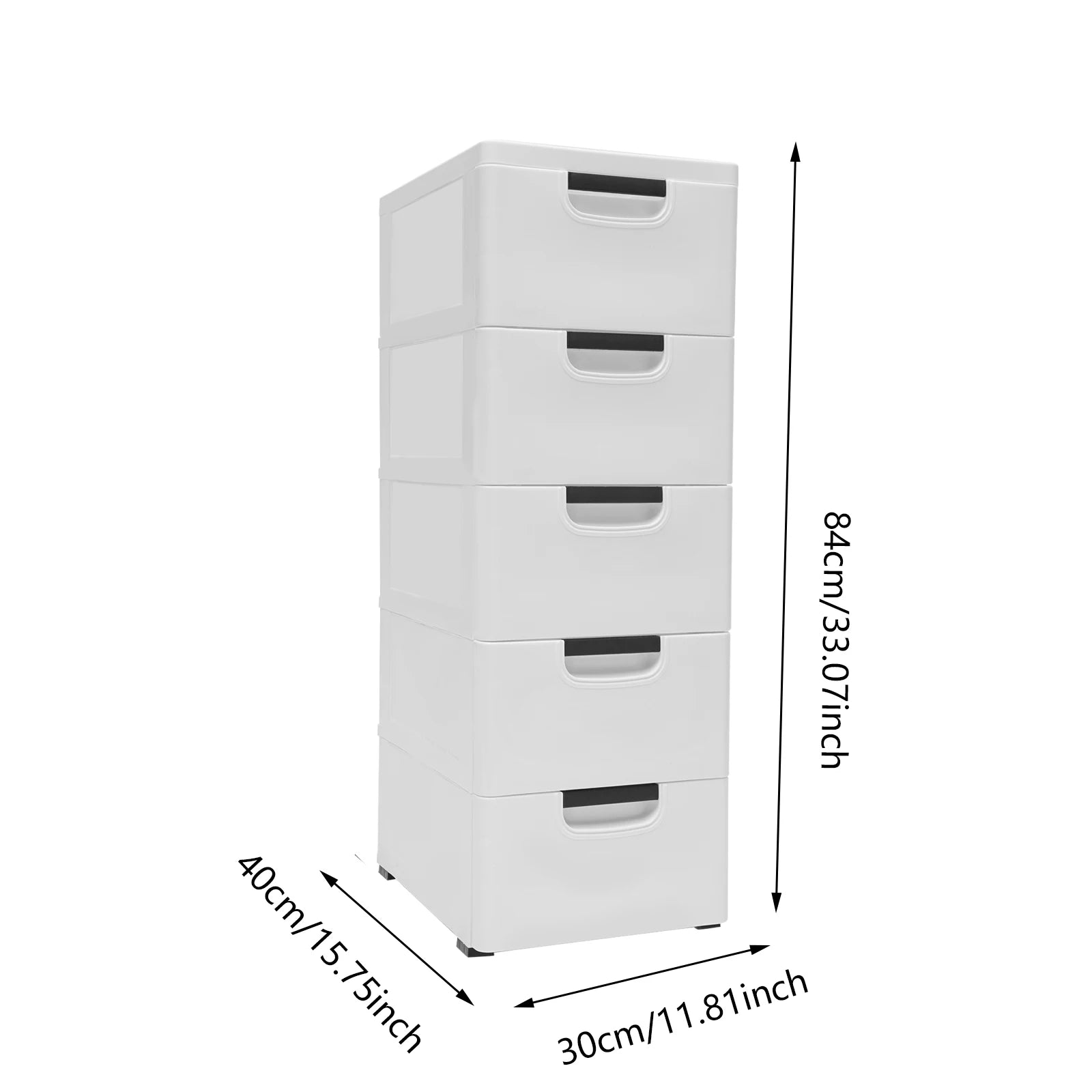 Rollable 5-Drawer Plastic Dresser Storage Tower Unit