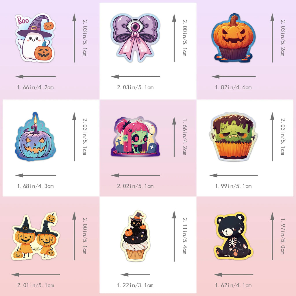 Spooky Halloween Pumpkin Bat Castle Sticker Pack (50pcs)