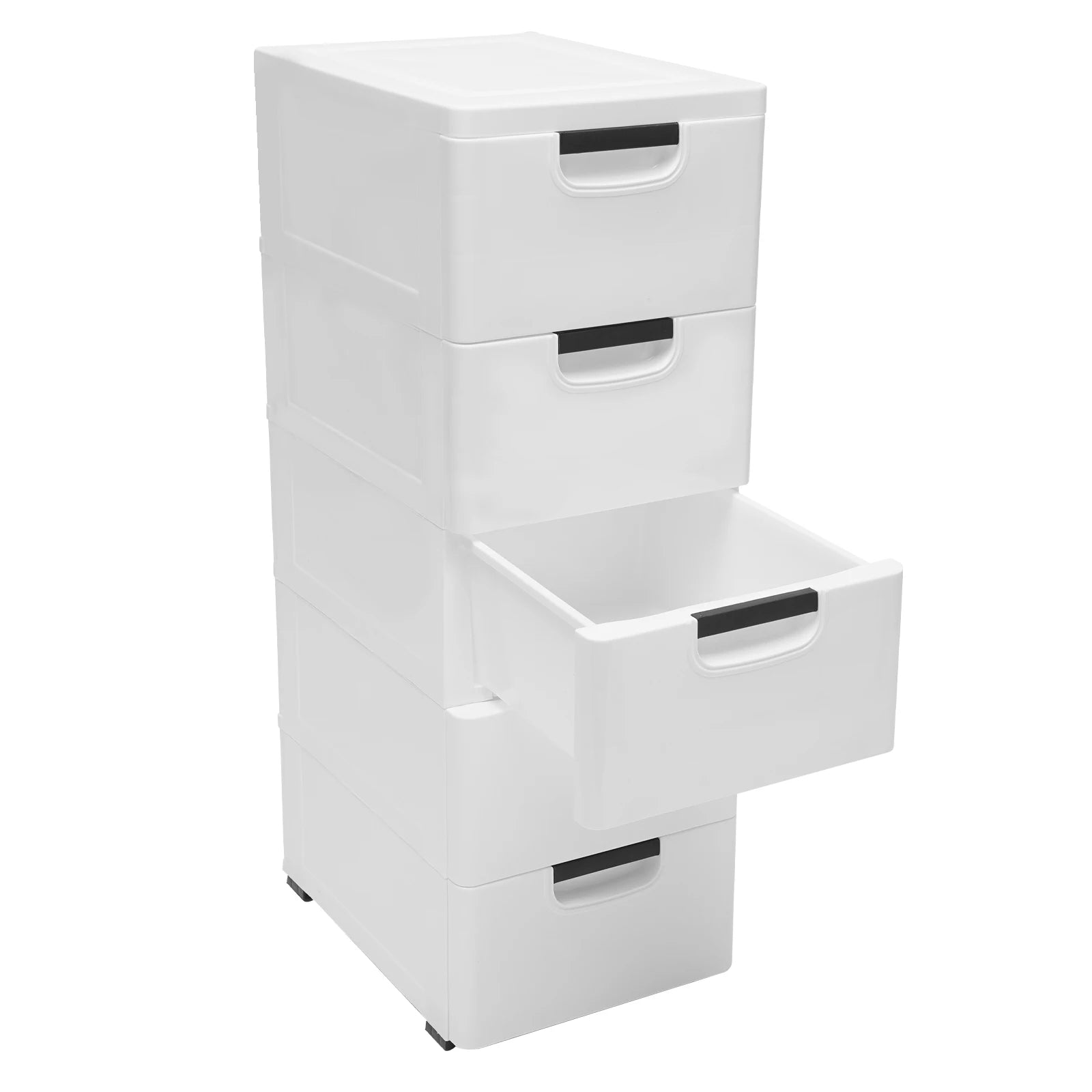 Rollable 5-Drawer Plastic Dresser Storage Tower Unit
