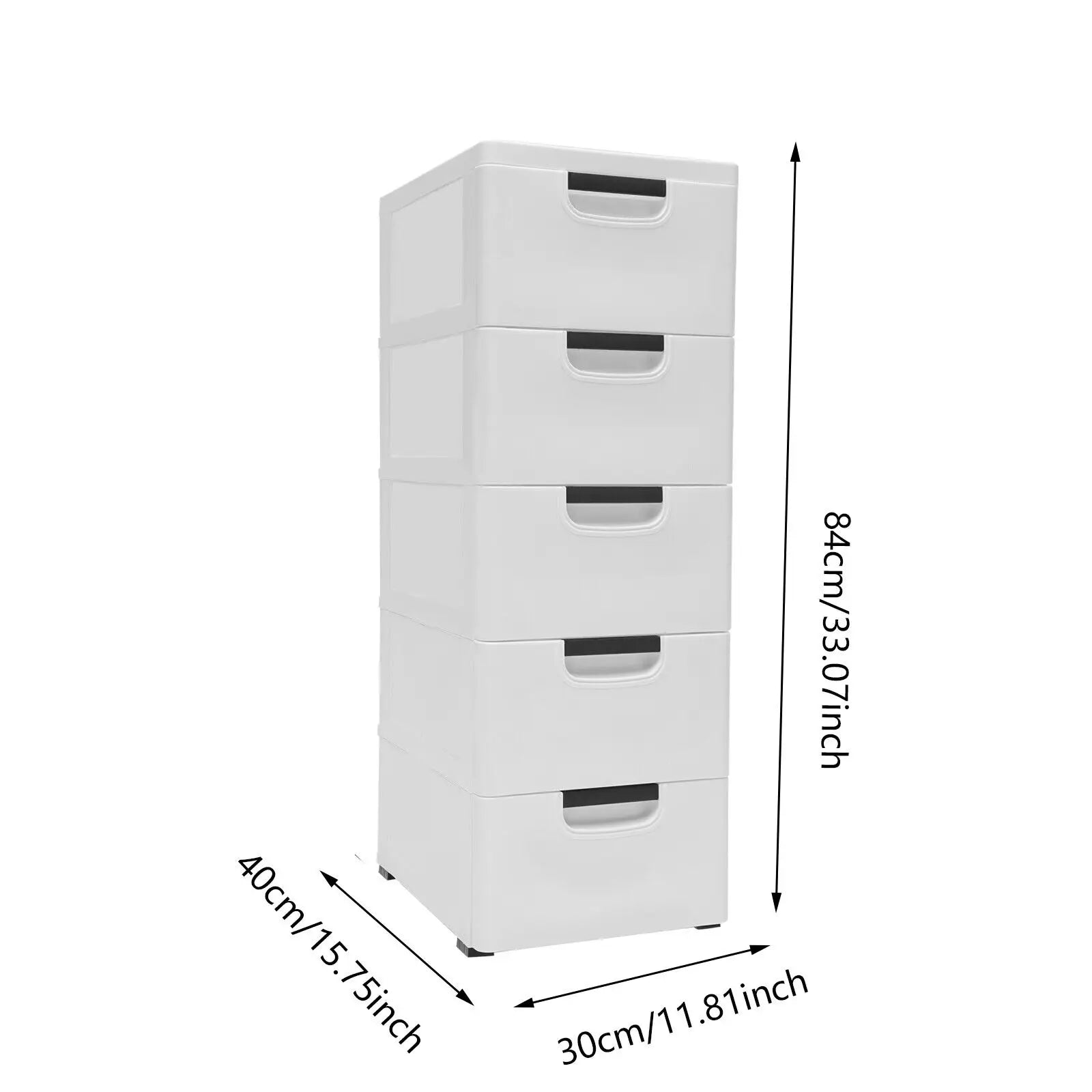 Rollable 5-Drawer Plastic Dresser Storage Tower Unit