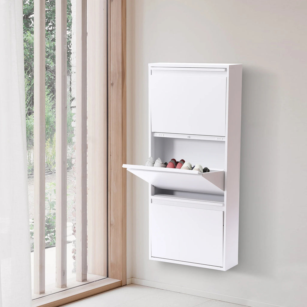 TriFlip Quiet-Close Shoe Cabinet – Wall/Floor Metal Rack