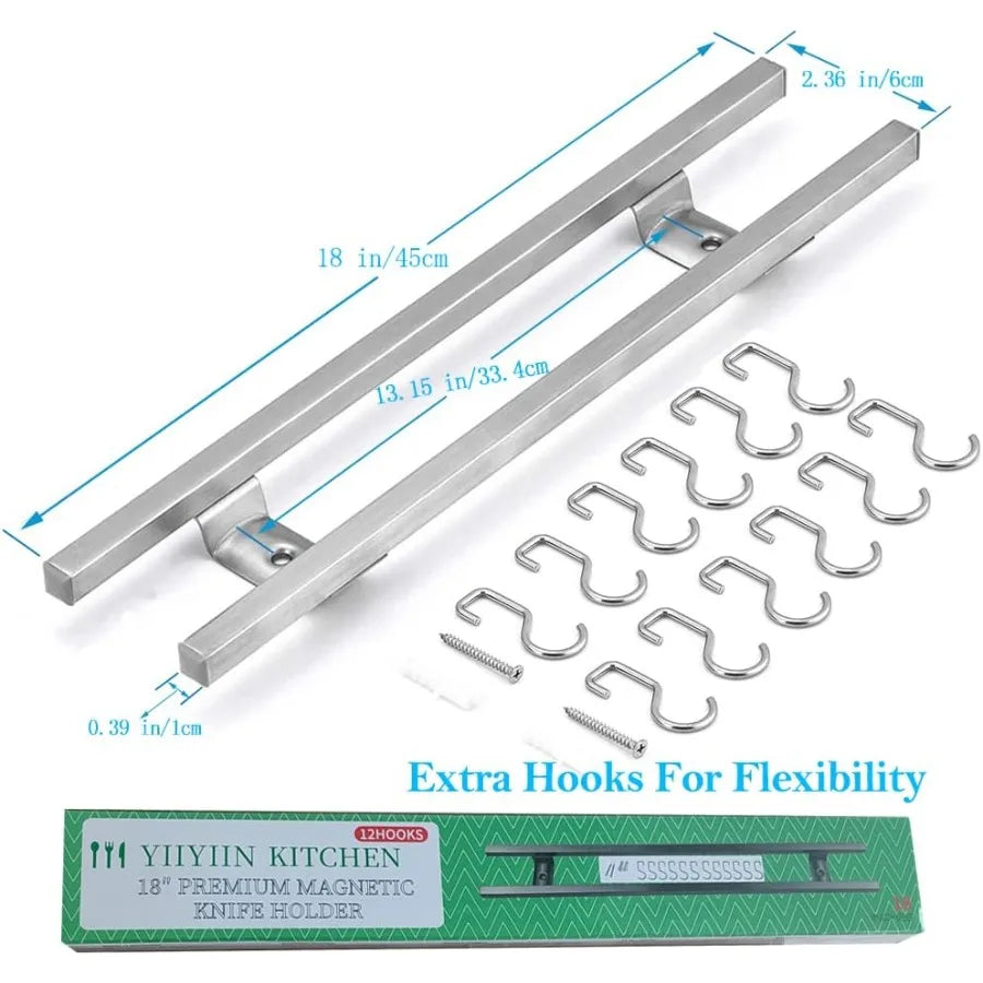 Magnet Strip: 18-Inch Knife Bar & Hook Rack