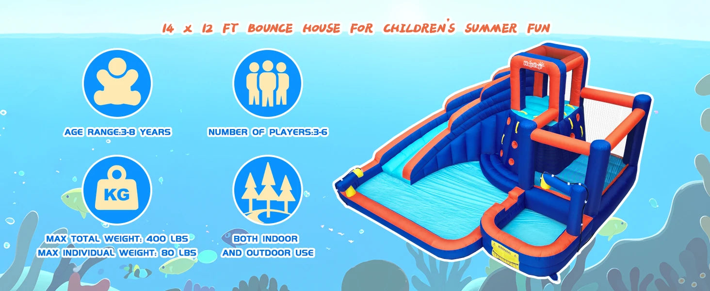 Hapcap Mega Bounce & Slide Castle with Climbing Walls