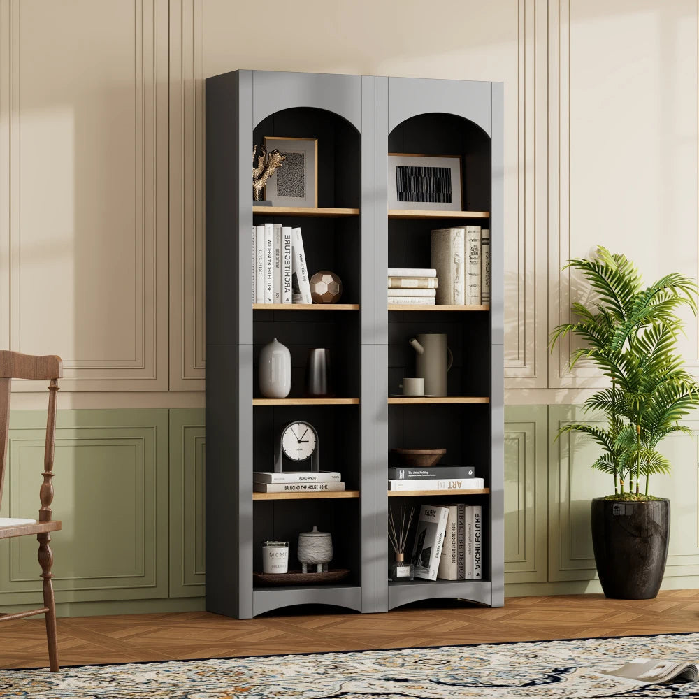 Farmhouse 5-Tier Bookshelf Set – Adjustable 72 Modern