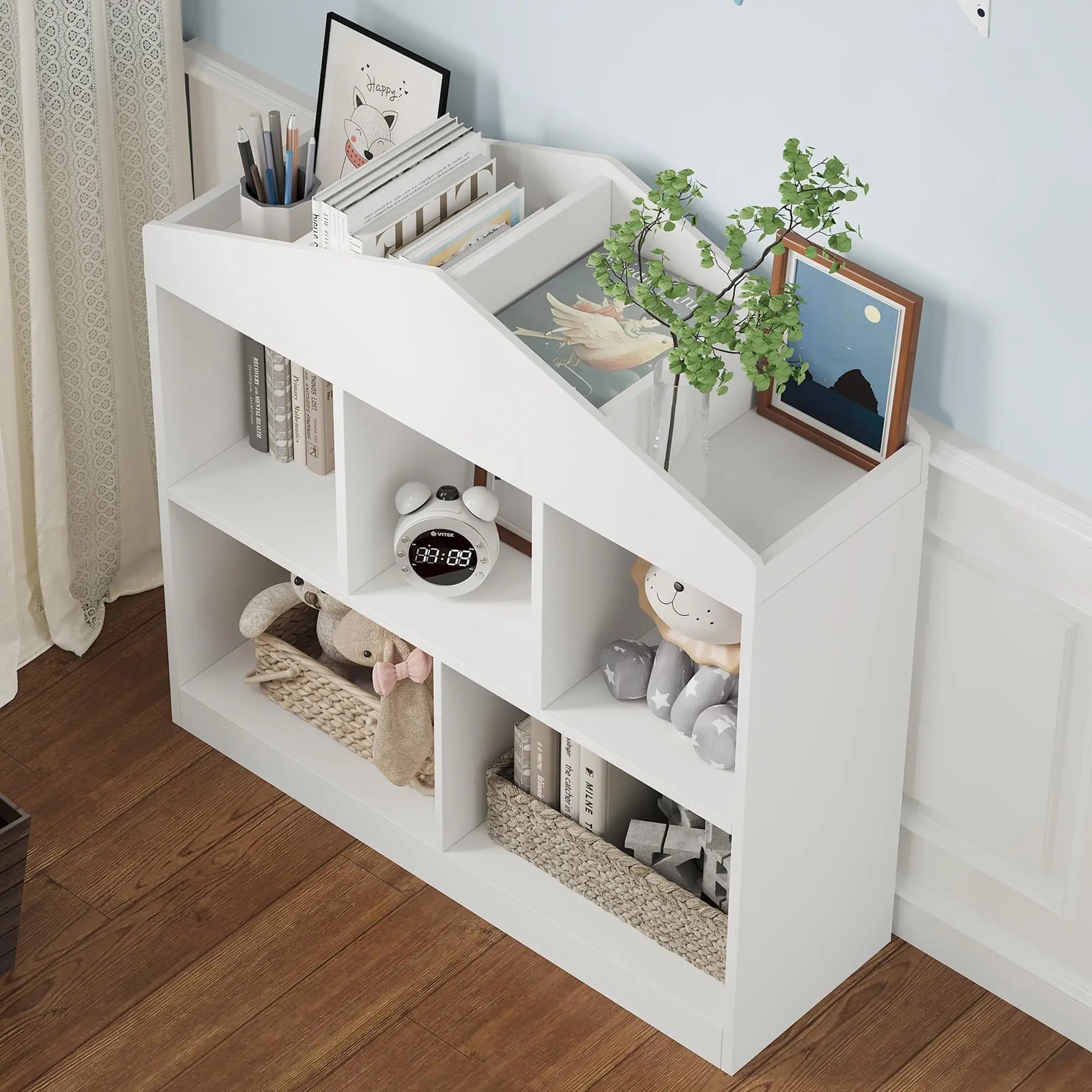 CubbyKids 5-Cubby White Book & Toy Storage Organizer