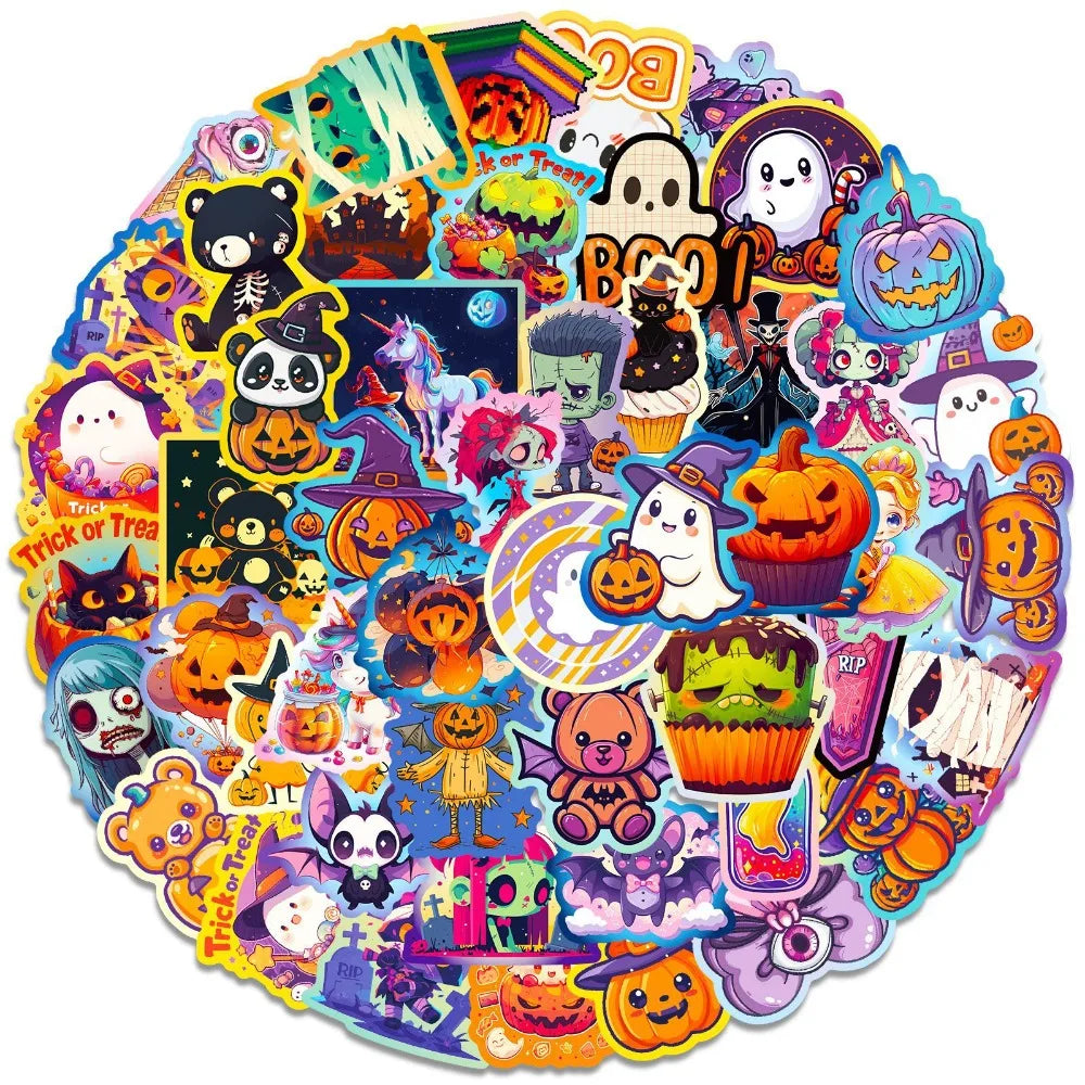 Spooky Halloween Pumpkin Bat Castle Sticker Pack (50pcs)