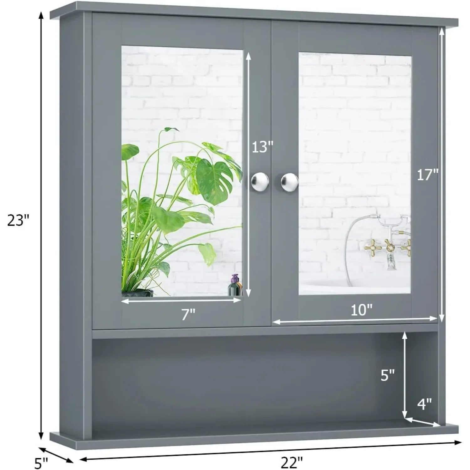 Dual Mirror Wall Cabinet Organizer – Wooden Bathroom Storage