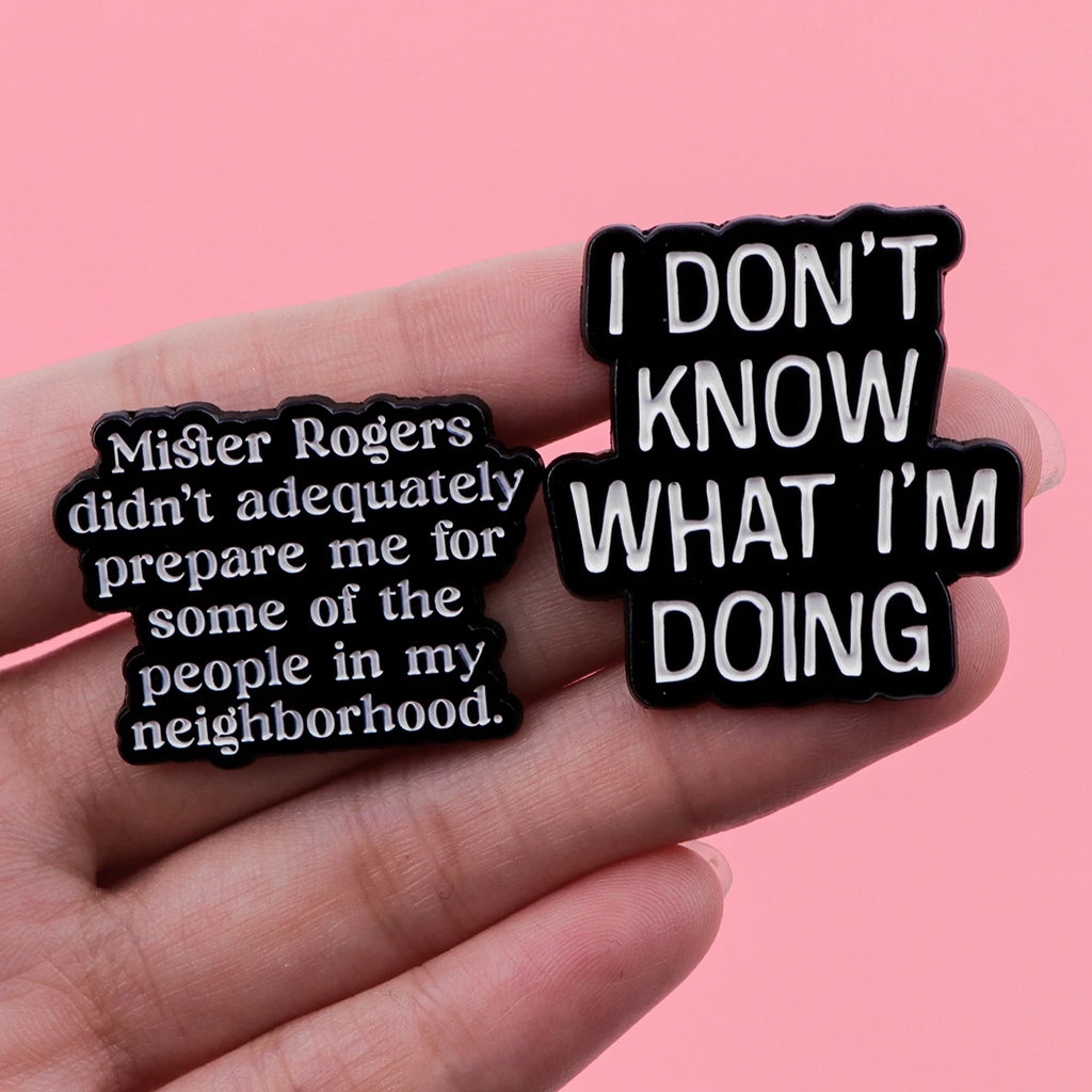 SkeleQuip: Witty Phrase Enamel Pins & Brooches