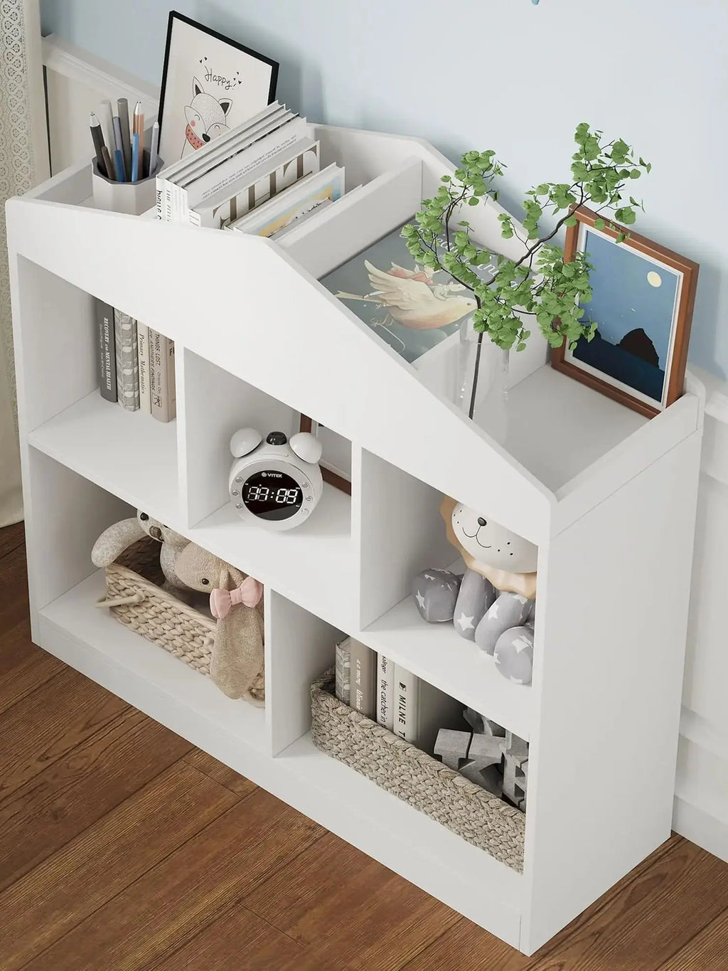 CubbyKids 5-Cubby White Book & Toy Storage Organizer