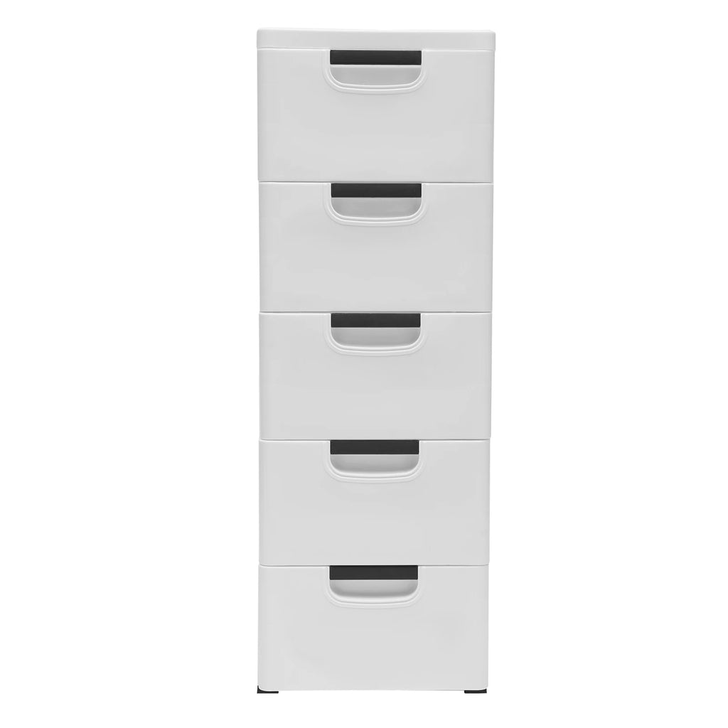 Rollable 5-Drawer Plastic Dresser Storage Tower Unit