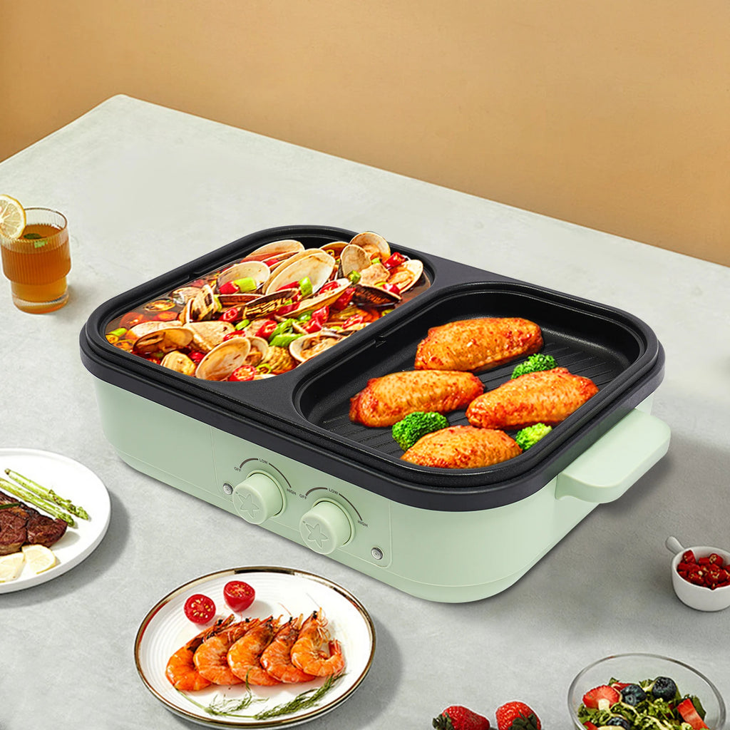 SizzleBlend: Electric Hot Pot & Grill Duo