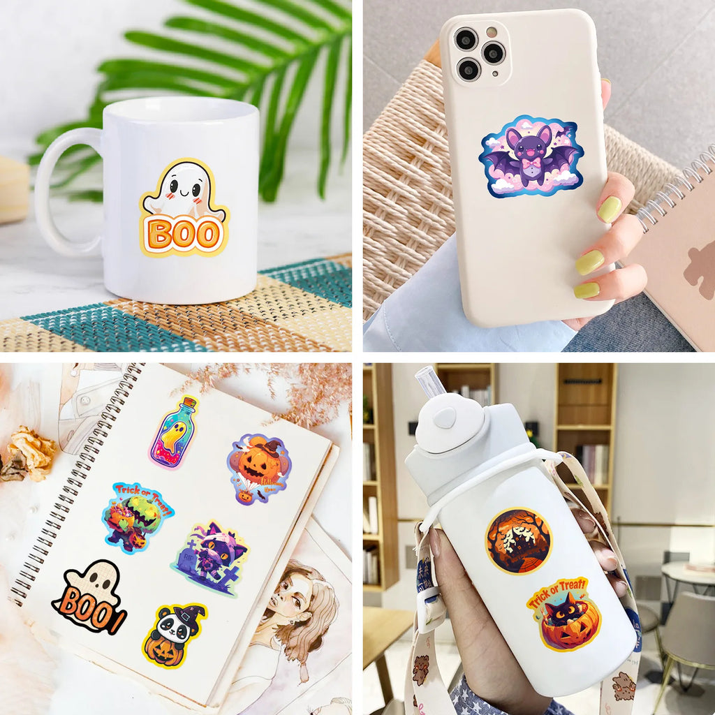 Spooky Halloween Pumpkin Bat Castle Sticker Pack (50pcs)