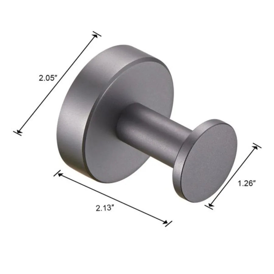 Gun Grey Round Wall Hooks, 4-Pack – With Screws Included