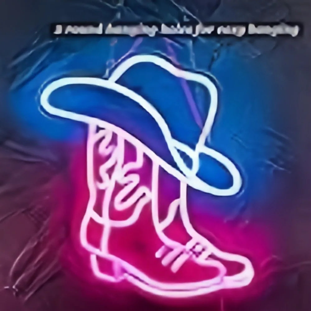 Neon Cowboy Boots & Hats LED Party Wall Sign Décor