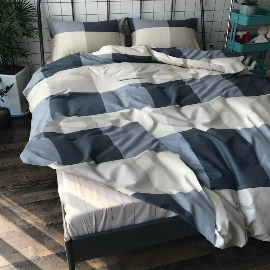 Plaid Luxe Queen Comforter Set – Fluffy Modern Grid