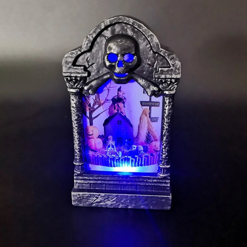 SpookyGlow LED Headstone Light – Halloween Yard Decor
