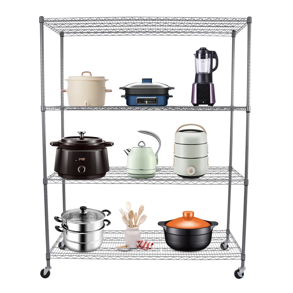 FlexiRack 4-Tier Adjustable Wire Shelf with Wheels