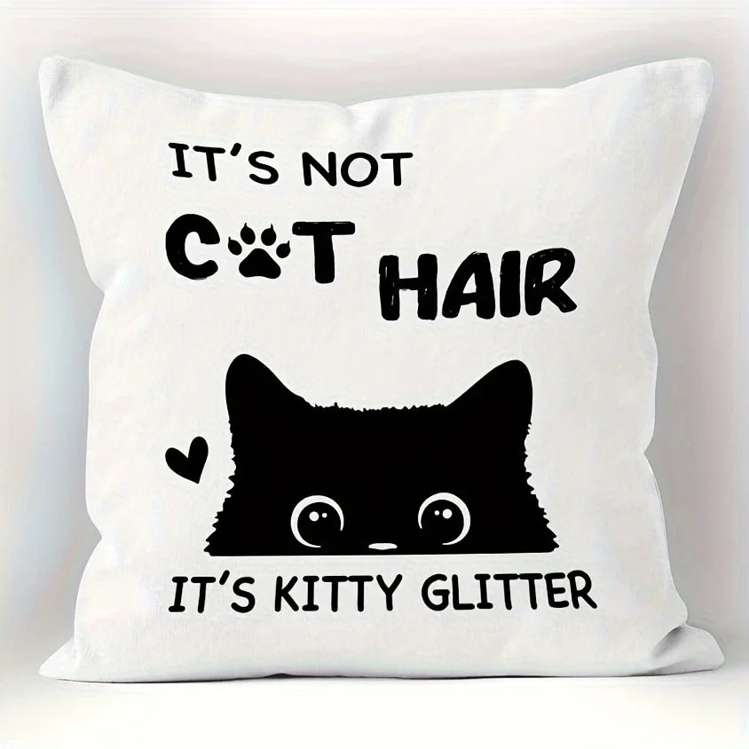 Spooky Black Cat Halloween Throw Pillow Cover