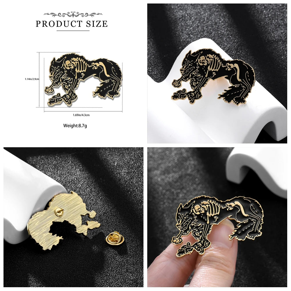 Gothic Baphomet Enamel Pin Set - Halloween Brooches