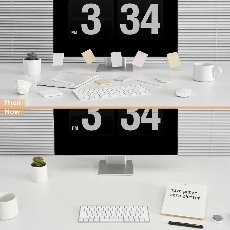 Reversible Glass Mini Desk Board with Wood Stand