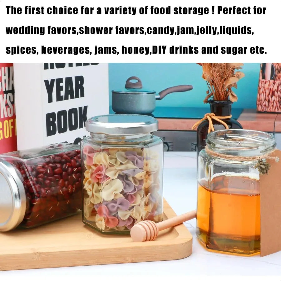 SweetHex 10oz Honey Set: 12 Jars & Dippers