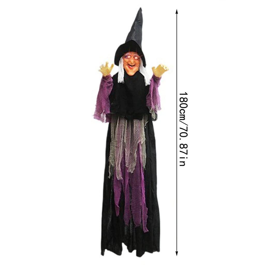 7 Styles Hot Halloween Electronic Witch Decor, Life-size Hanging Witch Halloween Decor, Scary Flying Electronic Witch For Decor