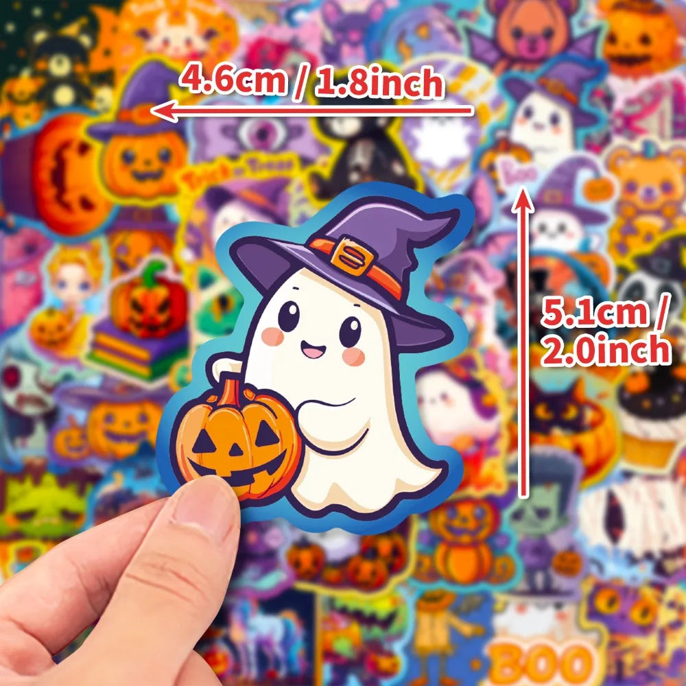Spooky Halloween Pumpkin Bat Castle Sticker Pack (50pcs)