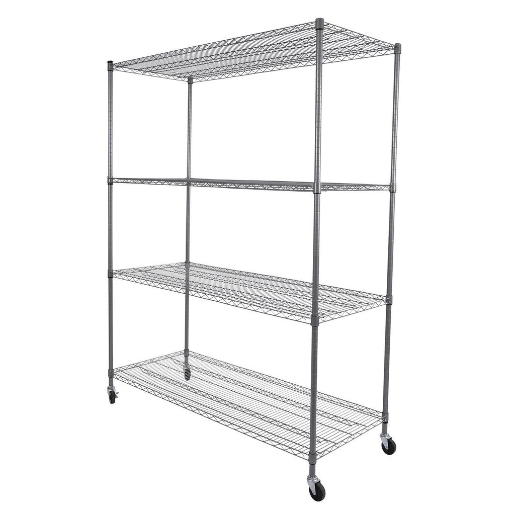 FlexiRack 4-Tier Adjustable Wire Shelf with Wheels