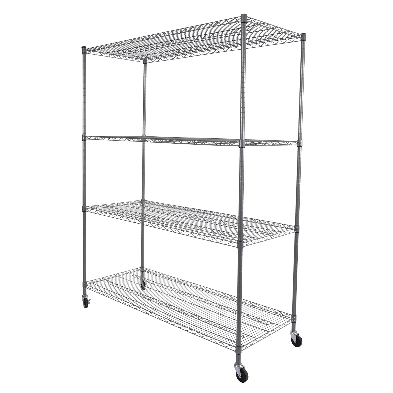 FlexiRack 4-Tier Adjustable Wire Shelf with Wheels