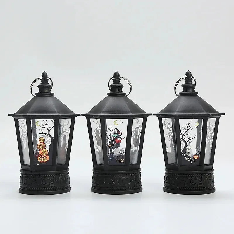 Spooky Vintage LED Witch Castle Lantern Decor
