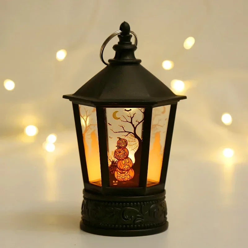Spooky Vintage LED Witch Castle Lantern Decor