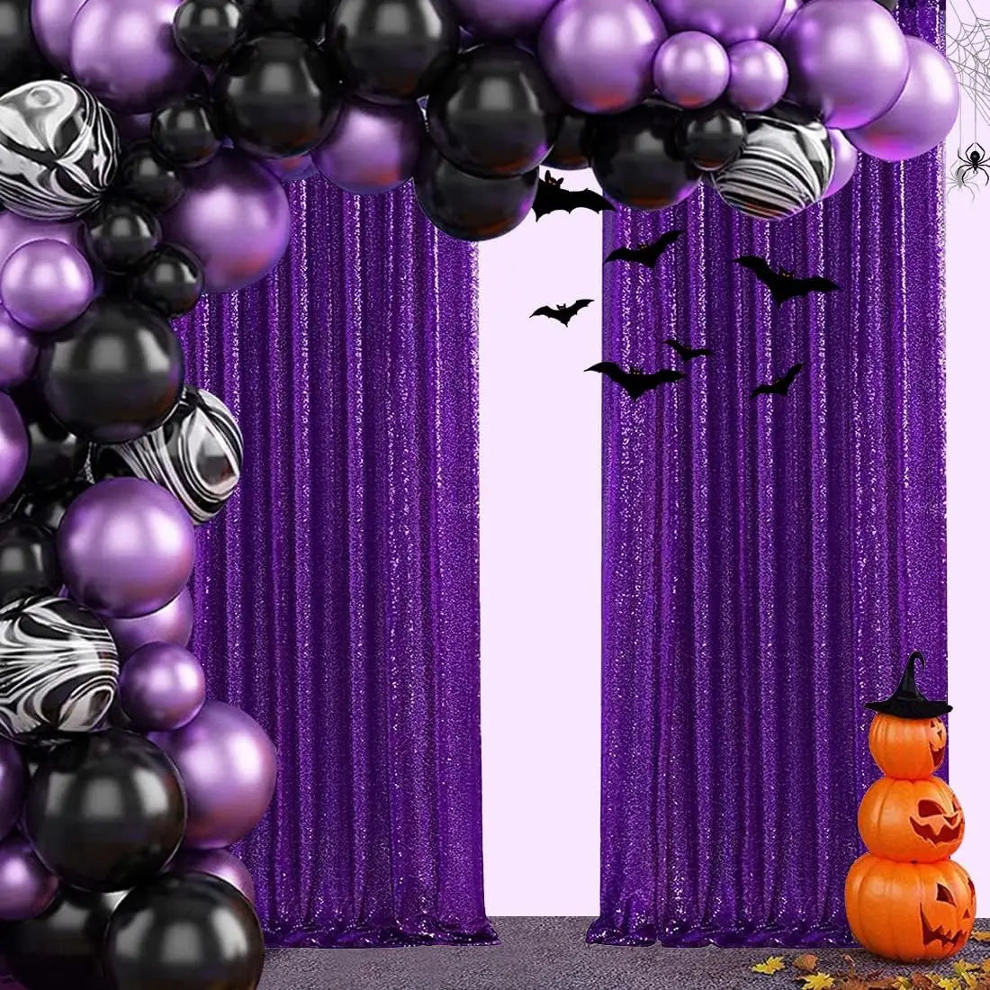 Glamour Purple Sequin Party Backdrop Curtains Set (6)