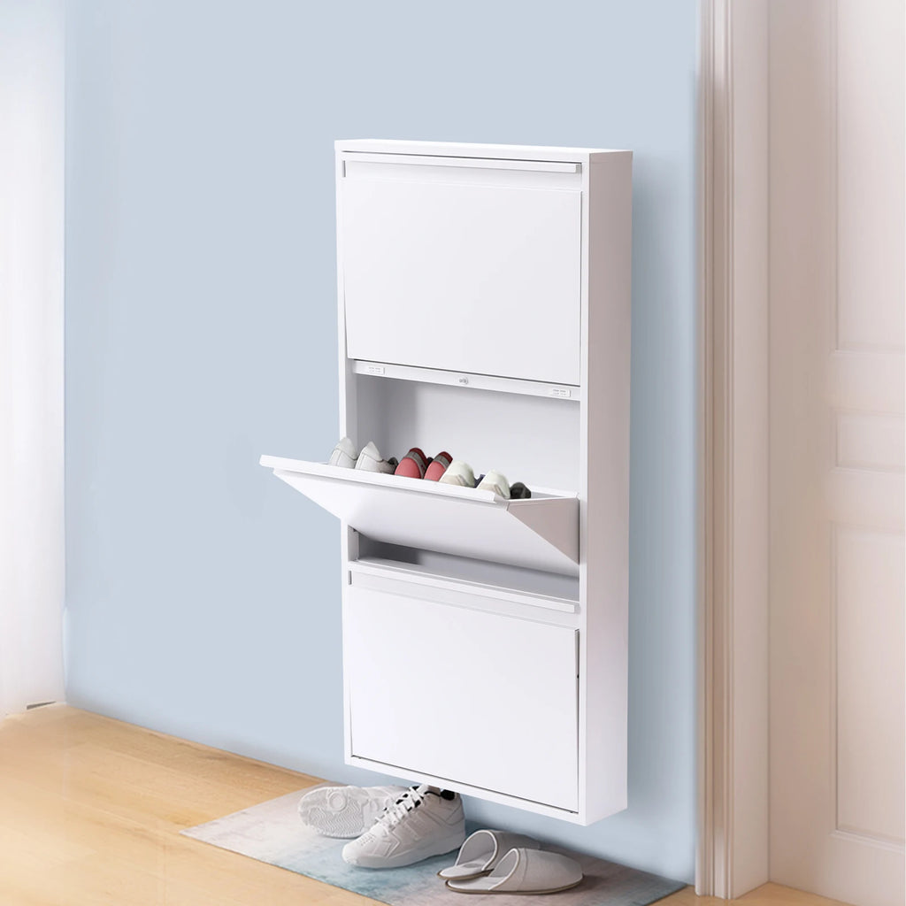 TriFlip Quiet-Close Shoe Cabinet – Wall/Floor Metal Rack