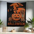 VIKAMA Spooky Castle & Cat Halloween Wall Tapestry