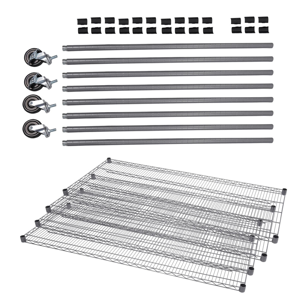 FlexiRack 4-Tier Adjustable Wire Shelf with Wheels