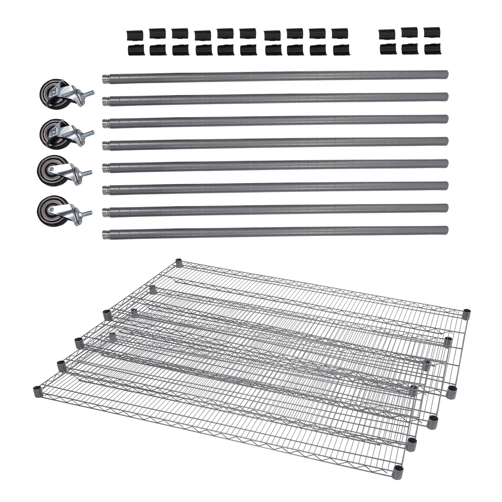 FlexiRack 4-Tier Adjustable Wire Shelf with Wheels