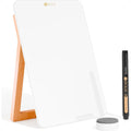 Reversible Glass Mini Desk Board with Wood Stand
