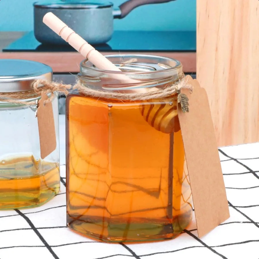 SweetHex 10oz Honey Set: 12 Jars & Dippers