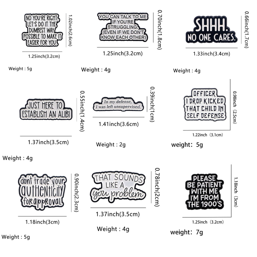 PhrasePins: Cartoon Quote Enamel Brooches & Backpack Badges