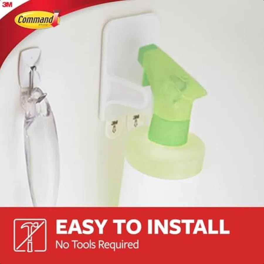 Spray Bottle Hangers Holds up to 32 fl oz 2 Hangers with 4 Strips Damage Free Spray Bottle Holder Wall Mount to Cabinet Kitchen