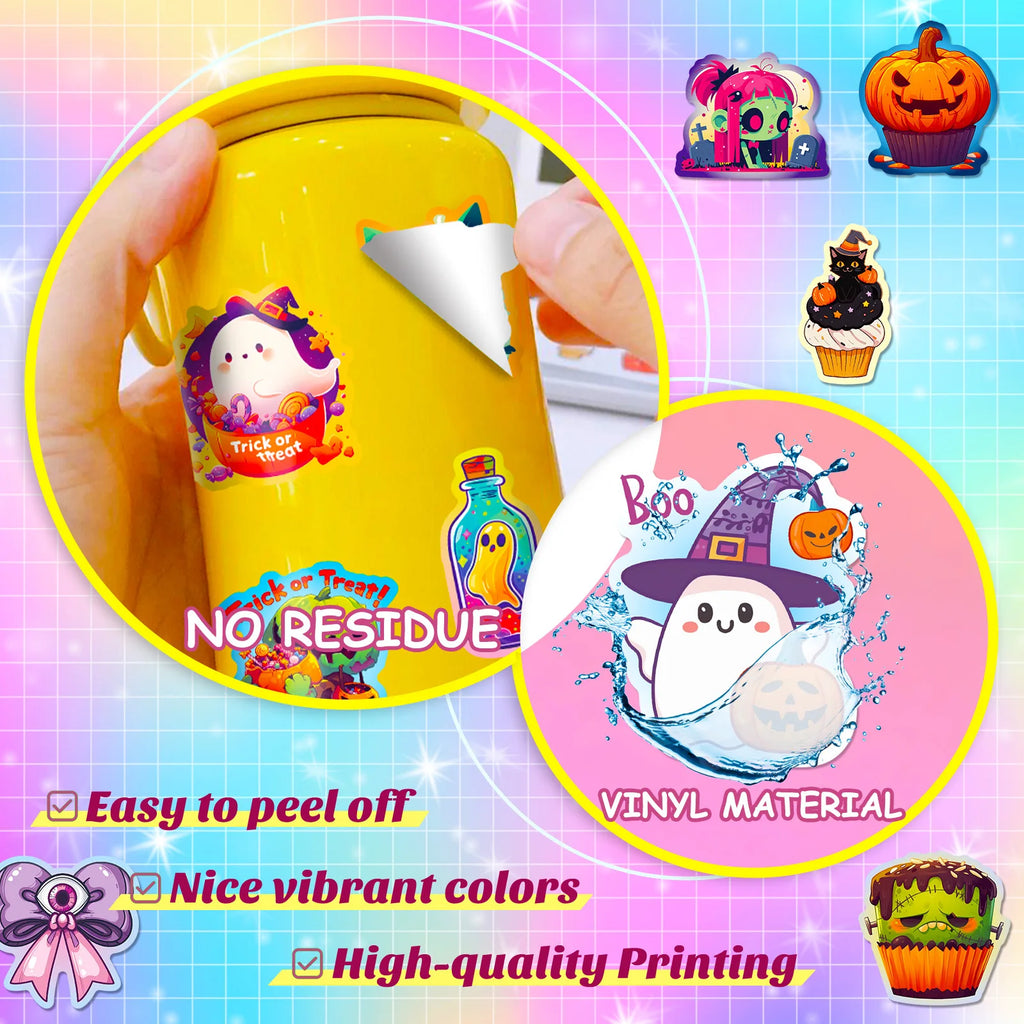 Spooky Halloween Pumpkin Bat Castle Sticker Pack (50pcs)