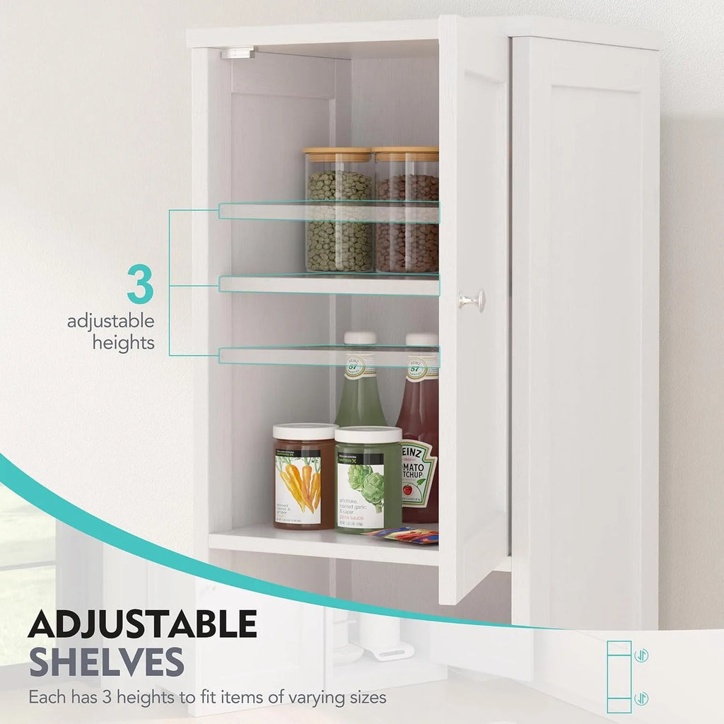 Tall Bathroom Storage Cabinet, 64”H Narrow Storage Unit for Small Spaces, Freestanding Modern Cabinet with Adjustable Shelves