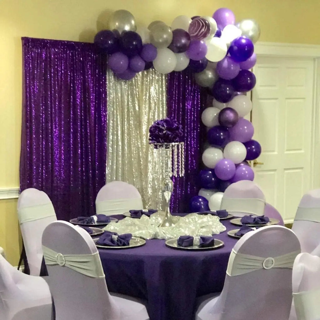Glamour Purple Sequin Party Backdrop Curtains Set (6)