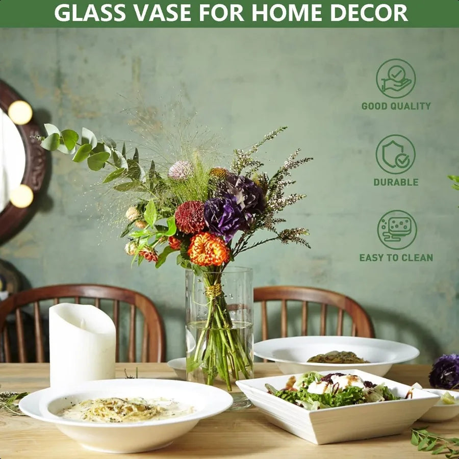 Elegant 6 Glass Cylinder Vases, Set of 6 for Centerpieces
